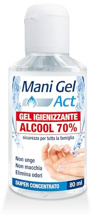 Mani Gel Act Alcool, Igienizzante per Mani Alcoolico al 70%, Igienizza a Fondo con Azione Mirata su Germi e Batteri, Confezione da 80 ml
