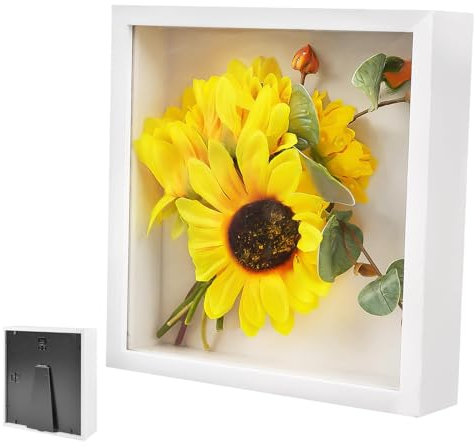 Cornice Portafoto 3D, Cornice Profonda da Riempire 10 x 15 cm, con Lastra Acrilica Trasparente, Cornice per Oggetti 3D Più Profonda di 3 cm, Cornice per Oggetti in Legno, per Regalo di Nozze, Bianco