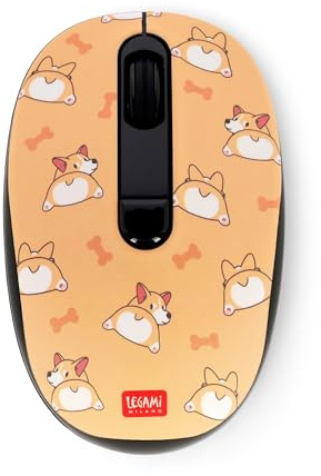 Legami - Mouse Wireless con Ricevitore USB Ultra Compatto, Tema Corgi, 3 Opzioni di Velocità, Materiale ABS, Connessione Wireless fino a 10 m