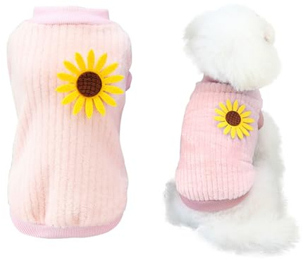 YAODHAOD Dog Sweater, Pet Clothes, Plush, Soft, Thick, Warm, for Winter, Dogs, Cats, Apricot (Pink, 2XL)