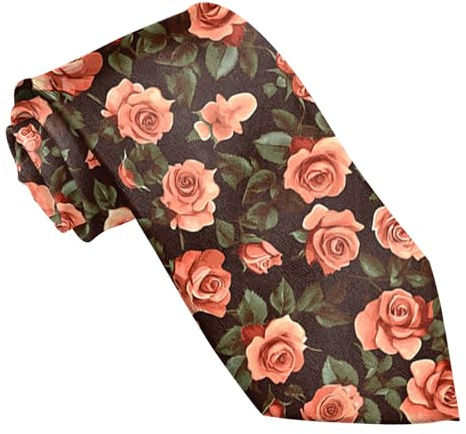 Cabreche Ties for Men Necktie Cotton Printed Floral Ties Formal Classic Neck Tie for Wedding Dating Leisure Party Women Girls-Rose