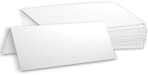 Hamilco White Cardstock Paper for Long Tent Place Cards – 3.5 x 11, 80 lb Cover, Blank Folded Name & Table Cards, Events & Banquets, 100 Pack