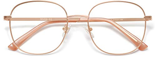 SOJOS Classic Square Blue Light Blocking Glasses for Women Men Stylish Computer Glasses SJ1137, Rose Gold Frame/Anti-Blue Light Lens