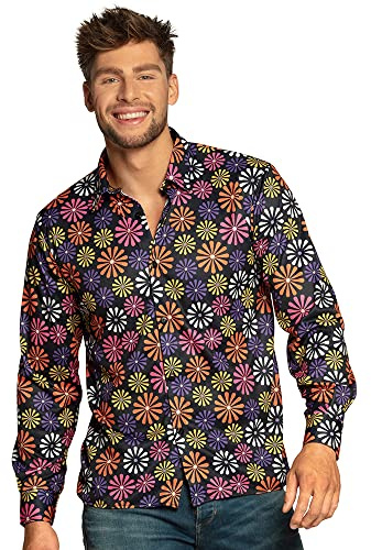 Boland 44533 - Chemise Flower Power Taille L Homme T-Shirt Tops Adulte Chemise à Fleurs Chemise hawaïenne Hippie des années 70 Fête à thème Carnaval Move de Bateau Déguisement Déguisement