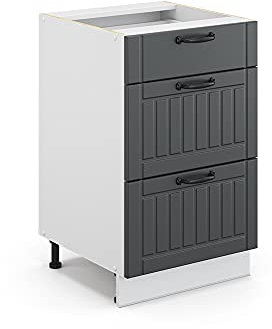 Vicco Küchenunterschrank Fame-Line, Anthrazit/Weiß, 50 cm ohne Arbeitsplatte