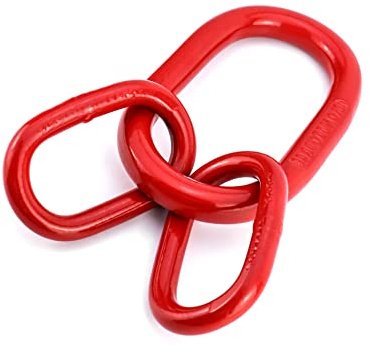 QWORK Chain Sling Ring, Oblong Master Link Hoist Ring for Lifting Rigging,10360 lbs, Grade 80, Red