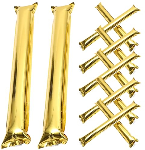 jojofuny 24pcs Inflatable Aluminum Foil Thunder Sticks - Loud Cheering Noise Makers for Sports Games, Concerts, Birthday Parties, World Football Cup & School Events - Vibrant Gold Color
