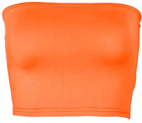 Haveratio Mujeres Strapless Cropped Tube Top Neon Color Sólido Bralette Bandeau Clubwear Naranja