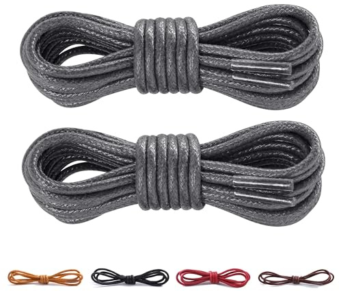 CCSOFTIME 2 Pares Cordones Redondos Encerados, Cordones para Zapatos de Vestir y Oxford y Brogue y Derby, Cordones para Botas de Hombre y Mujer, ø2.5mm