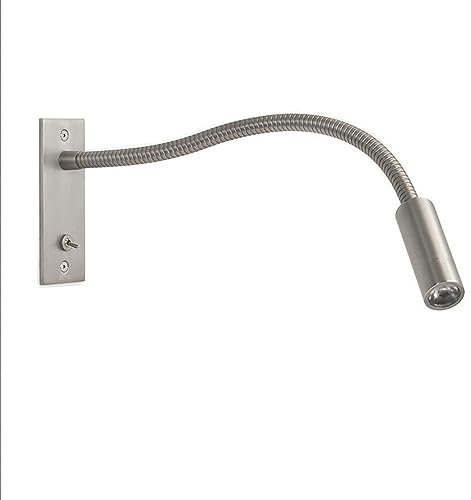 Lampade da lettura a collo di cigno 3W Applique da parete Lmap Lampada da camera a morsetto con interruttore Lampada da comodino a collo di cigno flessibile argento nero ( Color : Warm White (2700-350