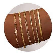 Dochais 4-6 Stück Damen Armband 14K Vergoldet, Boho Gold mit Twist Schlange Kubanische Büroklammer Schmuck für Mädchen