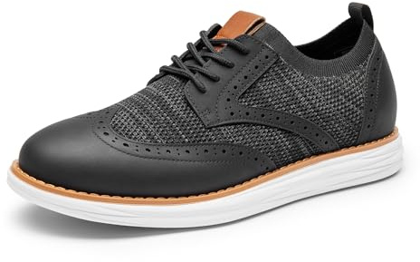 Bruno Marc Zapatos Casuales Transpirables Zaptos Cordones con Plantilla Acolchada Zapatillas Comodas,Size 42,Negro PU,SBOX2408M