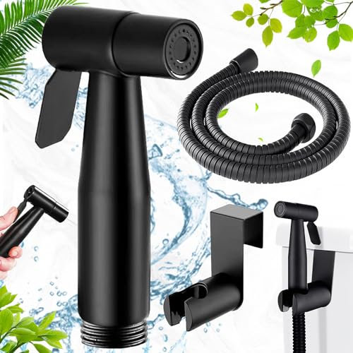 Begpoee Bidet-Sprühset aus Edelstahl, Handbrause Bad Bidet, Bidet-Toilettensprüher, Toilette Shattaf, Handbrause, Mit 40-Zoll-Rohr Explosionsgeschütztem, Zum Waschen von Bad, Küche und Balkon(Schwarz)