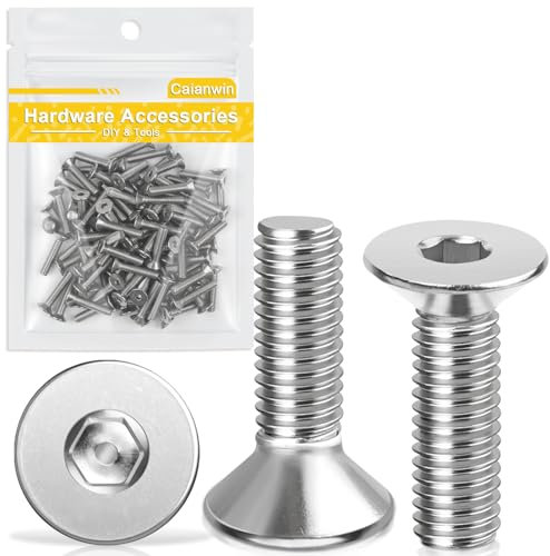 Caianwin 100 Stk M4 x 16mm Senkkopfschrauben Edelstahl DIN 7991 Senkkopf Innensechskant Senkschrauben Metrisches Regelgewinde Schrauben