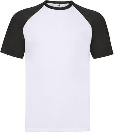 Generico T-Shirt Valueweight Baseball T - Maglietta Bicolore Unisex Uomo/Donna Manica Raglan Corta 100% Cotone - 1 Maglietta MOD. FRU 61-026-0 (IT, Testo, L, Regular, Regular, 0, Bianco/Nero)