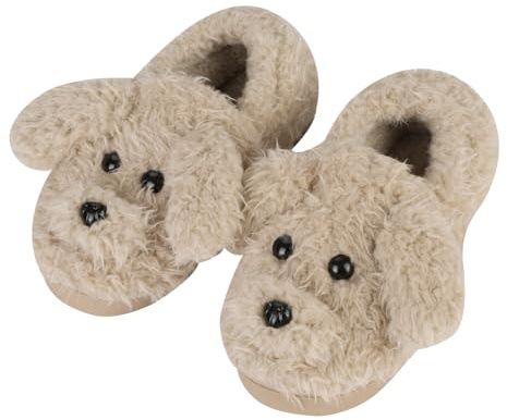XGOPTS Fluffy Novelty Slippers For Women Cartoon Dog Cute Cozy Warm Fuzzy Fleece Lining Indoor Slippers Non-slip Memory Foam Fluffy Plush Shoes Bedroom Thermal Plush Indoor Floor Footwear