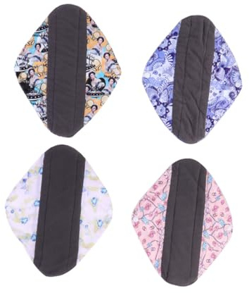 FOMIYES Compresas Higiénicas De Carbón De Bambú Reutilizables 4 Piezas Talla l Lavables Para Menstruación Cuidado Femenino Ecológicas
