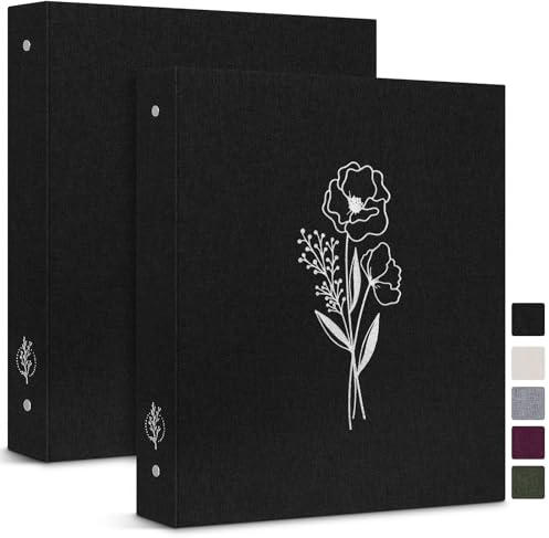Lanpn estetisk brevstorlek A4 3 ringpärm 2-pack, linne inbunden 2,5 cm runda ringar mapp hållare planerare passar 21,5 cm x 28,9 cm papper för kontor skola journalföring samlingar (svart)