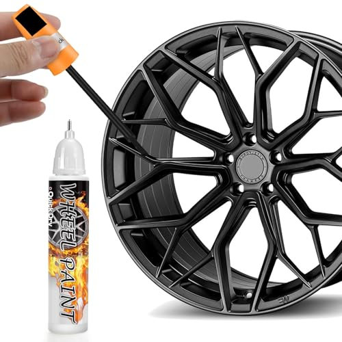 AAROVIBE Rimuovi Graffi Auto, Penna Ritocco Cerchioni Auto Nero Lucido, 2 in 1 Vernice Riparazione Graffi Cerchi, Vernice per Cerchioni Facile e Veloce, Kit Ritocco per Cerchioni in Lega (Nero)