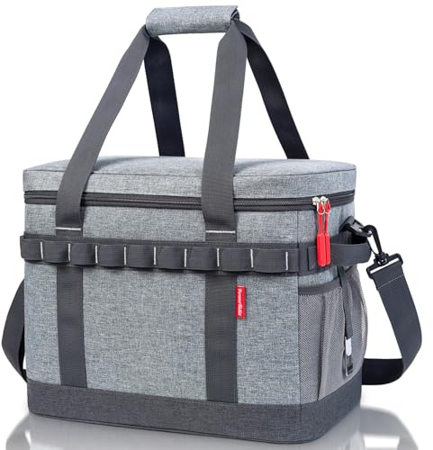 PeranoRidia Nevera Portatil 30L, 12 Horas de Refrigeración, Bolsa Nevera Isotermica Porta Alimento Grande con múltiples Asas, Bolso Termica Plegable para Camping, Picnic, Playa