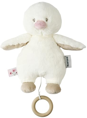 Nattou Spieluhr, Baby-Ente, Wiegelied «La-Le-Lu», Mit Ring, 100% Polyester, FanFan, Weiß