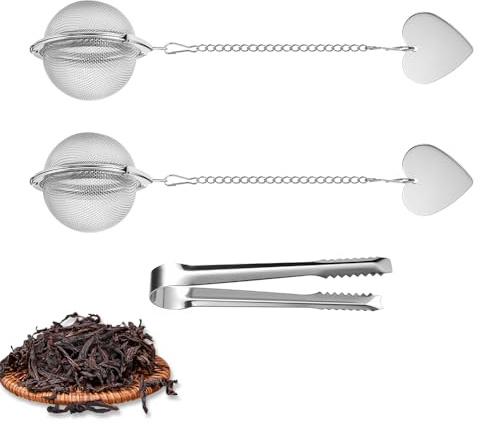 Tea Infuser for Loose Leaf Tea 2 Pack – 2 Stainless Steel Tea Ball with Fine Mesh & Scoop Clip – Easy to Use & Clean