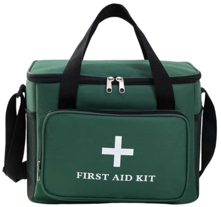 YHESUBZ Bolsa Primeros Auxilios Portátil,Bolsa de Almacenamiento de Primeros Auxilios,Bolsa Médica Gran Capacidad con Correa,Impermeable Capacidad Botiquín Médico Vacío, Verde