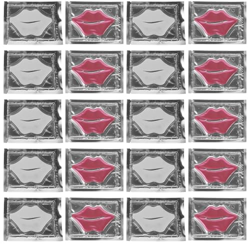 Angoily Maschera per Labbra in Idrogel di Collagene 20 Pezzi Cerotti Idratanti e Rimpolpanti per Labbra Secche Maschera Levigante Anti-Rughe Design in Cristallo Trattamento Nutriente