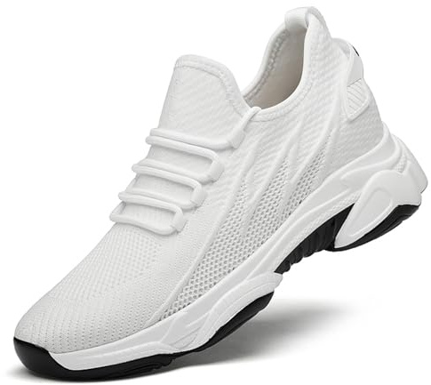 Chaussures randonnée Respirantes pour Hommes Montantes Automne Hiver Sneakers Outdoor Confortables (White, 42)