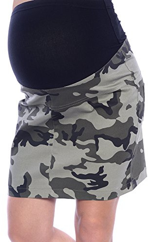 Mija - Casual Moro 9079 Jupe de maternité avec bande ventrale, Moro 1, S