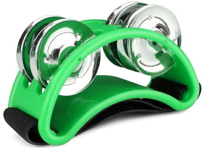 Flexzion Fuß Tamburin Percussion Mit zweireihig Stahl Jingles - Fuß Shaker Musikinstrument Schlagzeug für Kinder Ktv Party Schuhe Spielzeug-Geschenk-Sänger Sänger Cajon & Guitar Players 1 Grün