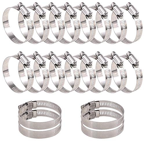 Glarks Kit assortito di fascette stringitubo a vite senza fine in acciaio inox 304, regolabili, gamma 40-63 mm, 20 pezzi, morsetti per tubo dell'acqua, idraulici, applicazioni automobilistiche e