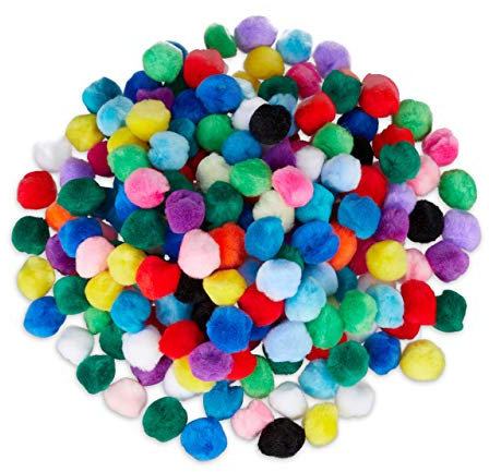 Relaxdays Pompons, kleine Bommeln zum Basteln, 200er Mini Pom Pom Set, Deko für Geburtstag & Hochzeit, D: 2 cm, bunt, 10024347