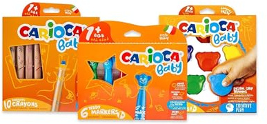 CARIOCA Baby 1+ | Färgset med supertvättbara markörer, färgade vaxkritor och blyertspennor för barn från 12 månader, 22 stycken
