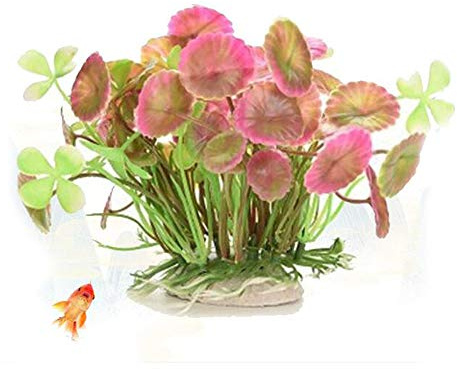VOANZO Förpackning med 5 konstgjorda akvarieväxter, liten storlek akvarium dekorationer heminredning plast (rosa)