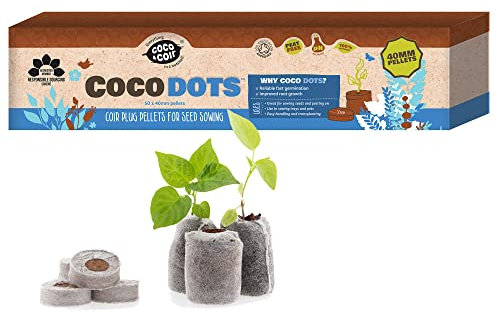 Peat-free 50 pcs Coir Pellet Compost Disks for Seeding Plug Plants & Germination | Coco & Coir Coco Dots 40mm