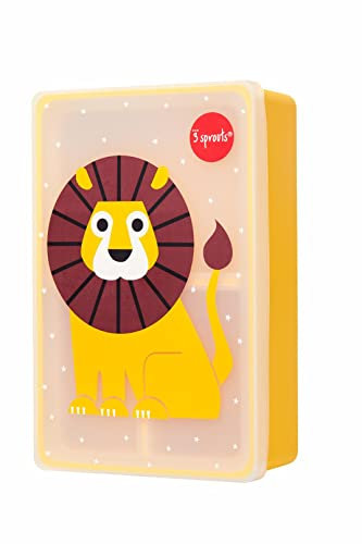 3 Sprouts Silikon Brotdose - Ideal für Lunchbox - Silikon Frischhaltebehälter - Praktische Aufbewahrung von Mahlzeiten - Kinderfreundliches Design - BPA-frei - Löwe