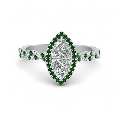 Gemsonclick Choisissez Votre Pierre précieuse Bague Halo de Diamants Marquise torsadée Argent Sterling Marquise façonner Bagues de fiançailles Halo Bijoux fantaisi Taglia 47 Alla 70