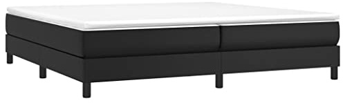 vidaXL Estructura de Cama con Somier, Somier de Matrimonio de Listones, Base de Cama Tapizada, Mueble para Dormitorio Hogar, Cuero Sintético Negro 200x200 cm