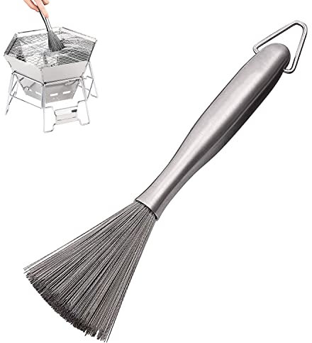 DURTAIL Brosse à barbecue, brosse de cuisine 2023 en acier inoxydable extra longue poils en acier inoxydable et manche long, pour le nettoyage des gaufriers, sandwich, friteuses, fours et grilles de