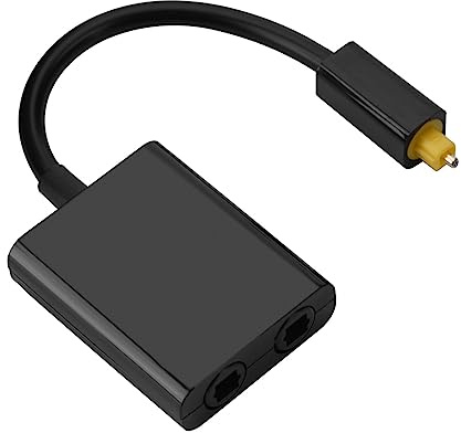 Naroote Dual Port Toslink Digital Optical Audio Splitter Adapter Högpresterande för CD DVD A/V-mottagare för Ultimat Lyssningsupplevelse (Svart)