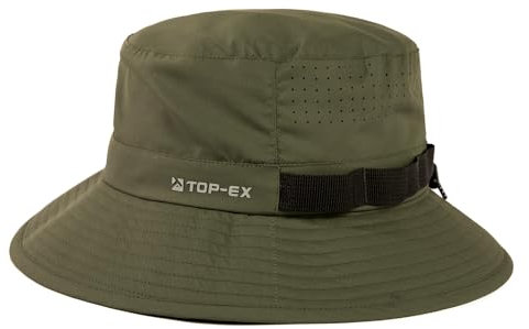 TOP-EX Kühlender Fischerhut Herren Atmungsaktiv SPF 50 Sonnenhut Damen Sommer Outdoor Hut mit Breiter Krempe Faltbar Safari Hut Anglerhut Armeegrün L