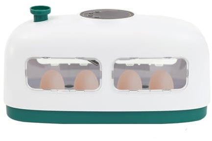 Brutautomat Vollautomatisch 8 Eier Automatischer Inkubator für Bruteier Geflügel-Hatcher mit Intelligente Temperaturregelung und Feuchtigkeitsanzeige (Weiß & Grün)