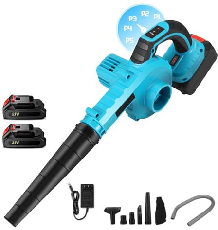 Akku Laubbläser/Laubsauger für Makita 18v Batterie, 2 in 1 Laubbläse mit 7500mAh Batteriex2, 5 Drehzahlregelung, Gebläse für Laub Zusammenkehren und Aufsaugen (7500mAh Akkux2)