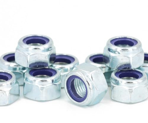 Juego de 10 tuercas de freno Nylstop hexagonal autobloqueante M16 con nailon DIN 985 clase 8 zincado