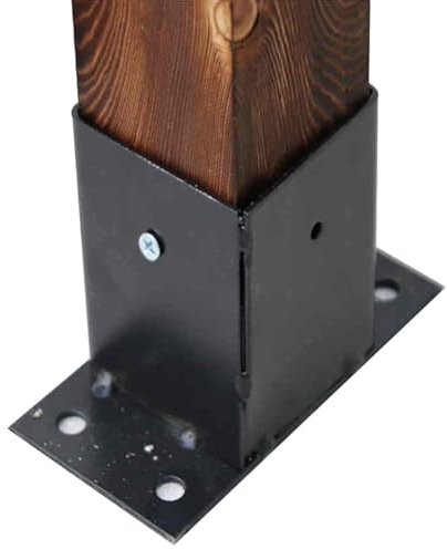 Heavy Duty Steel Fence Post Support Bracket for Outdoor Pavilion Deck Railing Square Stand Wood Post Holder Bolt Down Base 1PCS (13x6.7cm)