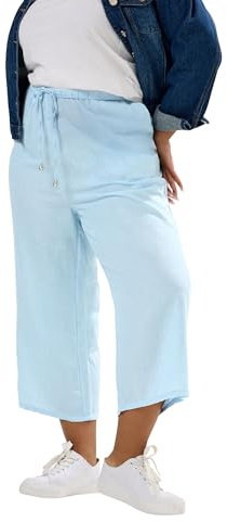 Yours Curve Wide Leg Linen Culottes - Women's - Plus Size Curve Light Blue