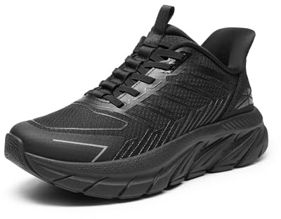 ALLSWIFIT Women's Slip On Walking Shoes Running Comfortable Tennis Breathable Non Slip Athletic Gym Workout Cross Training Fashion Sneakers,Size 9,All Black,SARR034W