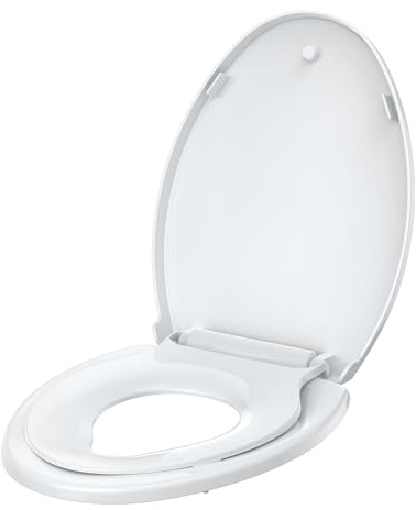 Garvee Elongated Toilet Seat with Built-in Toddler Potty Seat, Soft Close Toilet Seat Cover for Kids and Adults, Quick-Release PP Lid for Easy Cleaning, Family-Friendly Toilet Training Seat