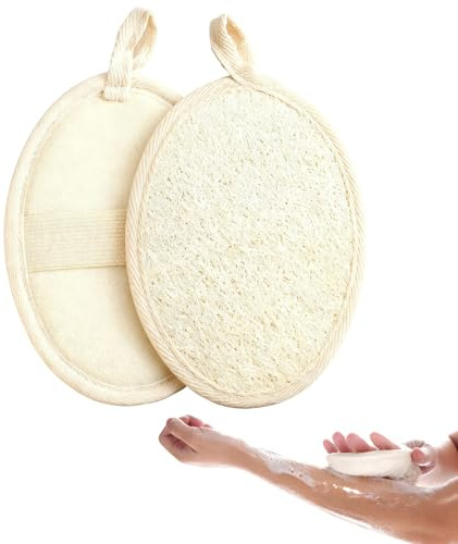 3 Piezas Estropajo Ecologico, Esponja de Ducha Natural de Lufa, Estropajo Ecológico Biodegradable y Exfoliante Corporal para Hombres y Mujeres, Suave para Piel Sensible